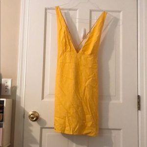 Yellow linen sundress